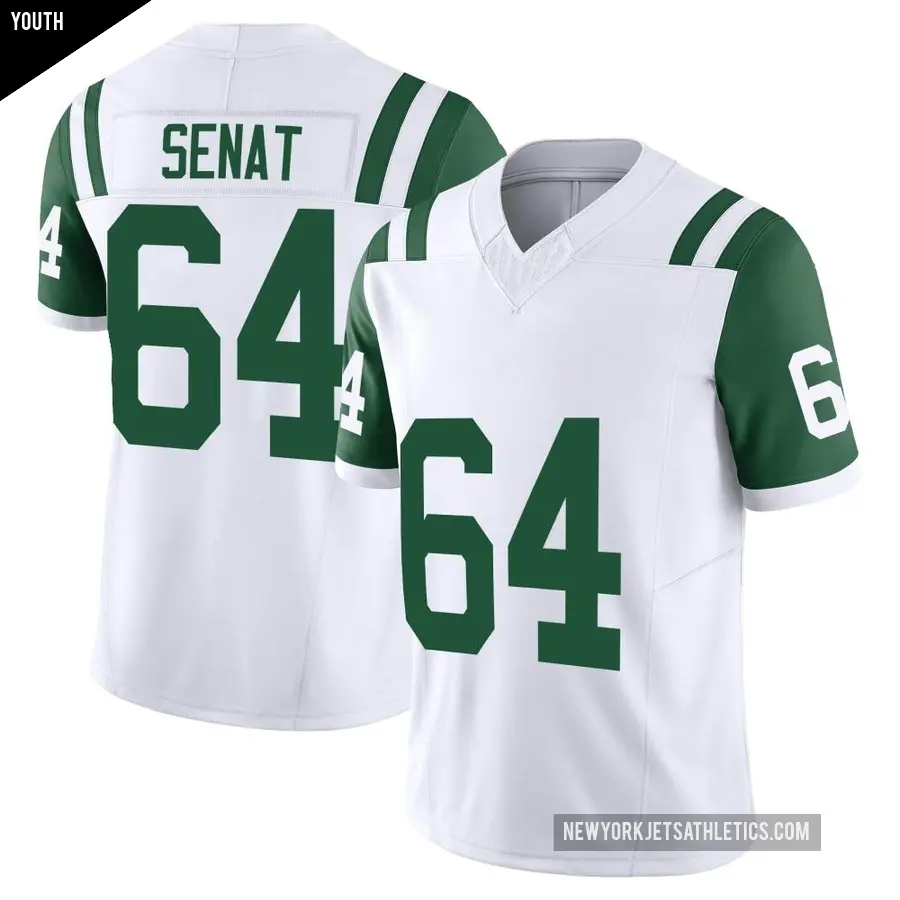 Youth New York Jets ＃64 Greg Senat White Limited Classic Alternate Vapor F.U.S.E. Jersey