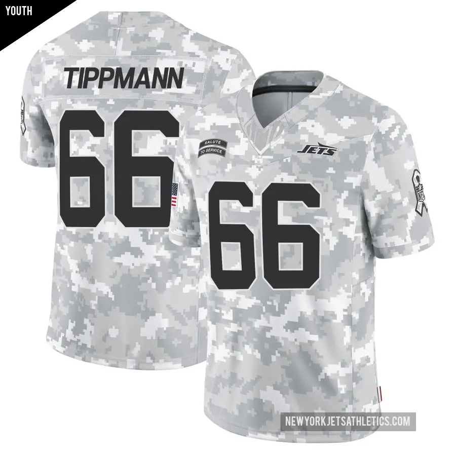 Youth New York Jets ＃66 Joe Tippmann Arctic Camo Limited 2024 Salute to Service Jersey