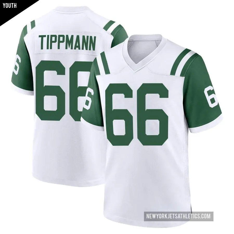 Youth New York Jets ＃66 Joe Tippmann White Game Classic Alternate Jersey