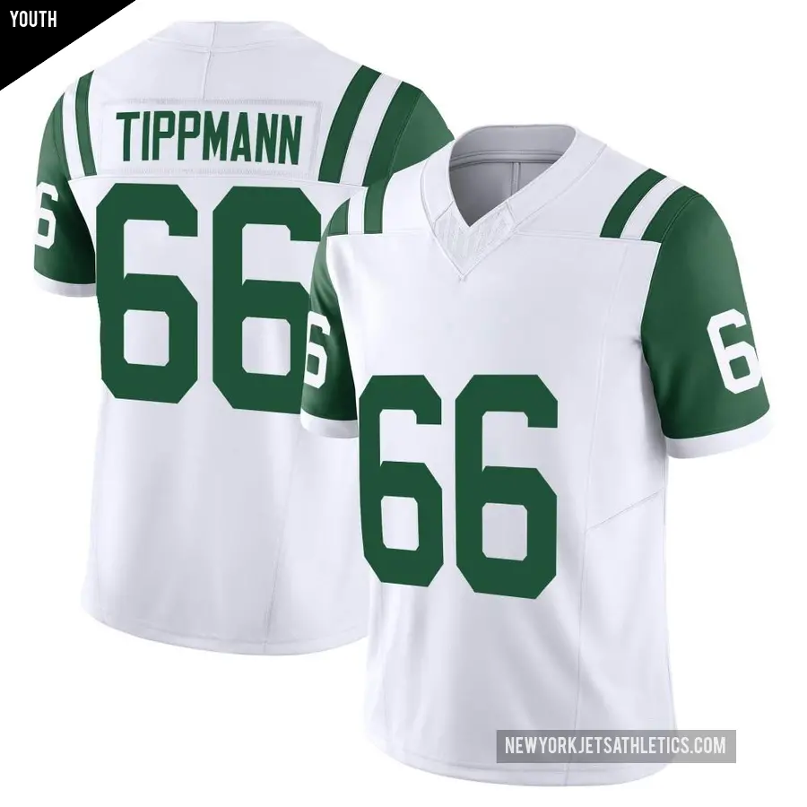 Youth New York Jets ＃66 Joe Tippmann White Limited Classic Alternate Vapor F.U.S.E. Jersey