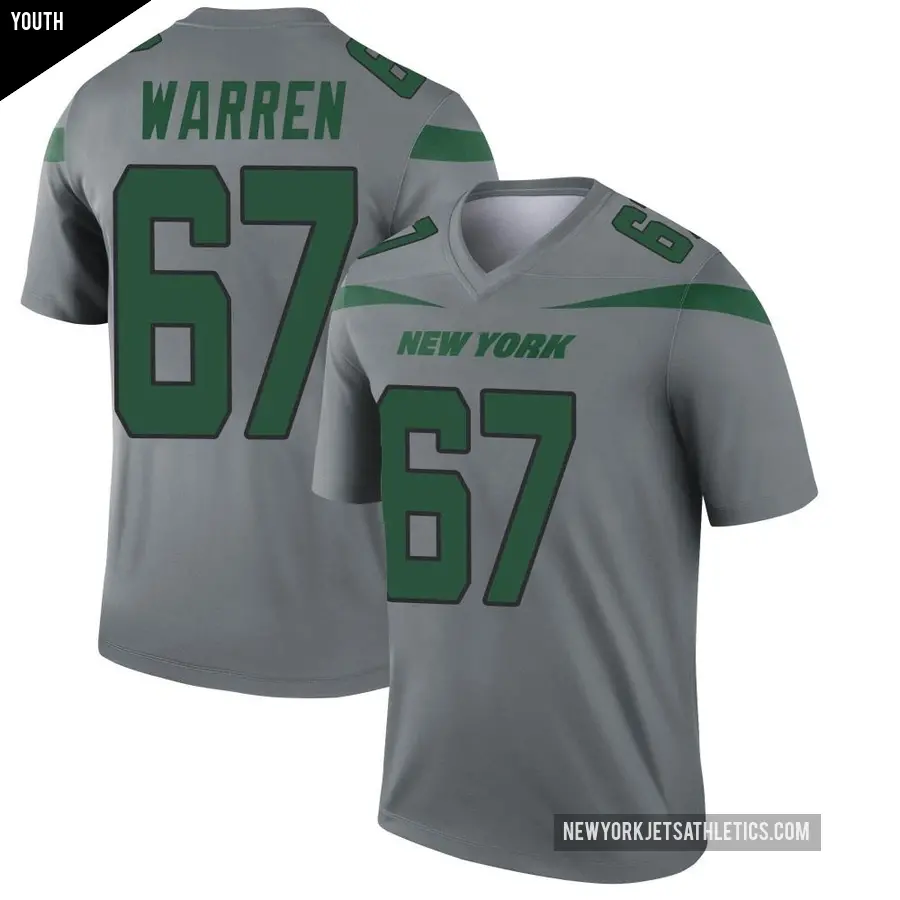 Youth New York Jets ＃67 Carter Warren Gray Legend Inverted Jersey