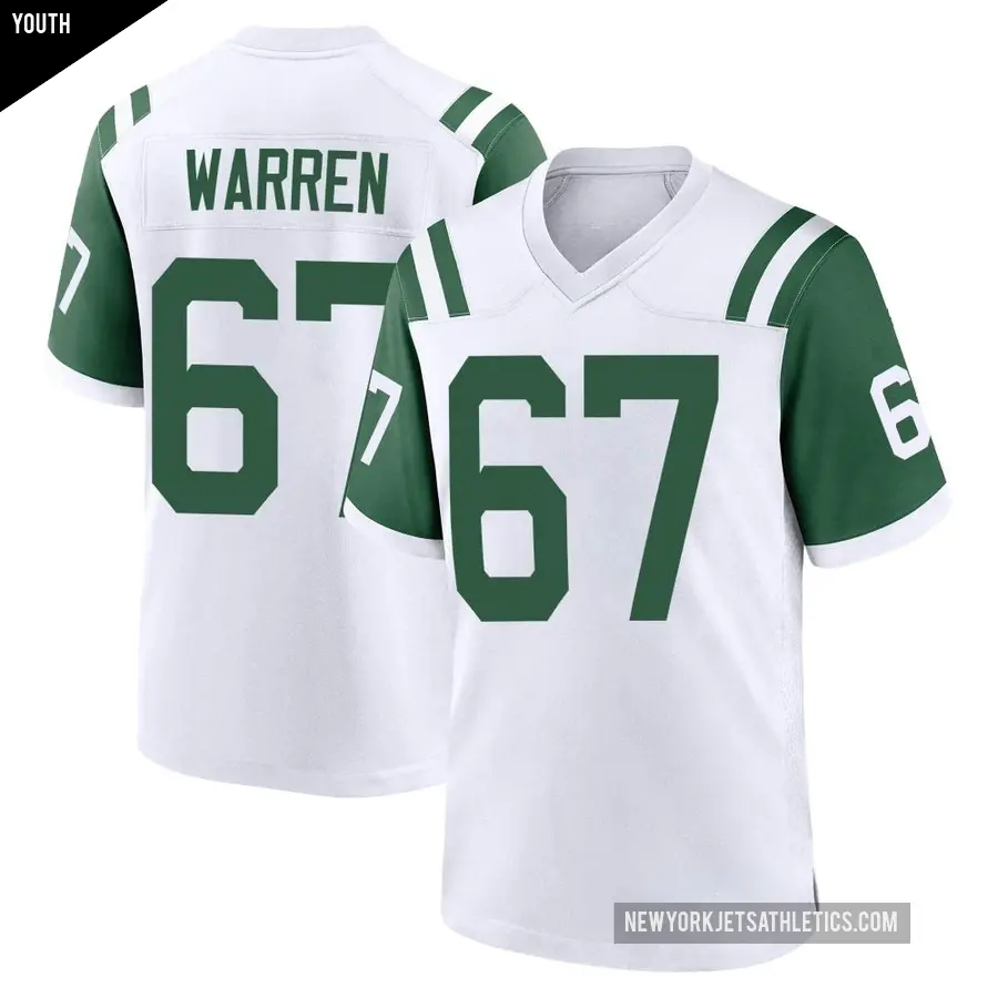Youth New York Jets ＃67 Carter Warren White Game Classic Alternate Jersey