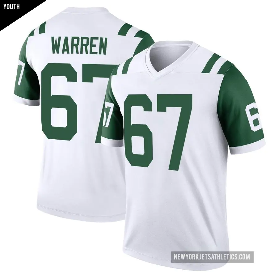 Youth New York Jets ＃67 Carter Warren White Legend Classic Alternate Jersey