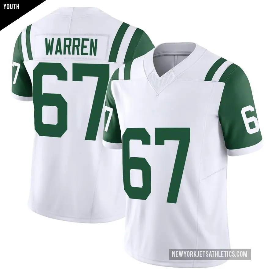 Youth New York Jets ＃67 Carter Warren White Limited Classic Alternate Vapor F.U.S.E. Jersey