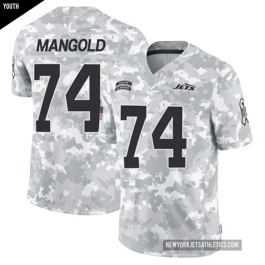 Youth New York Jets ＃74 Nick Mangold Arctic Camo Limited 2024 Salute to Service Jersey