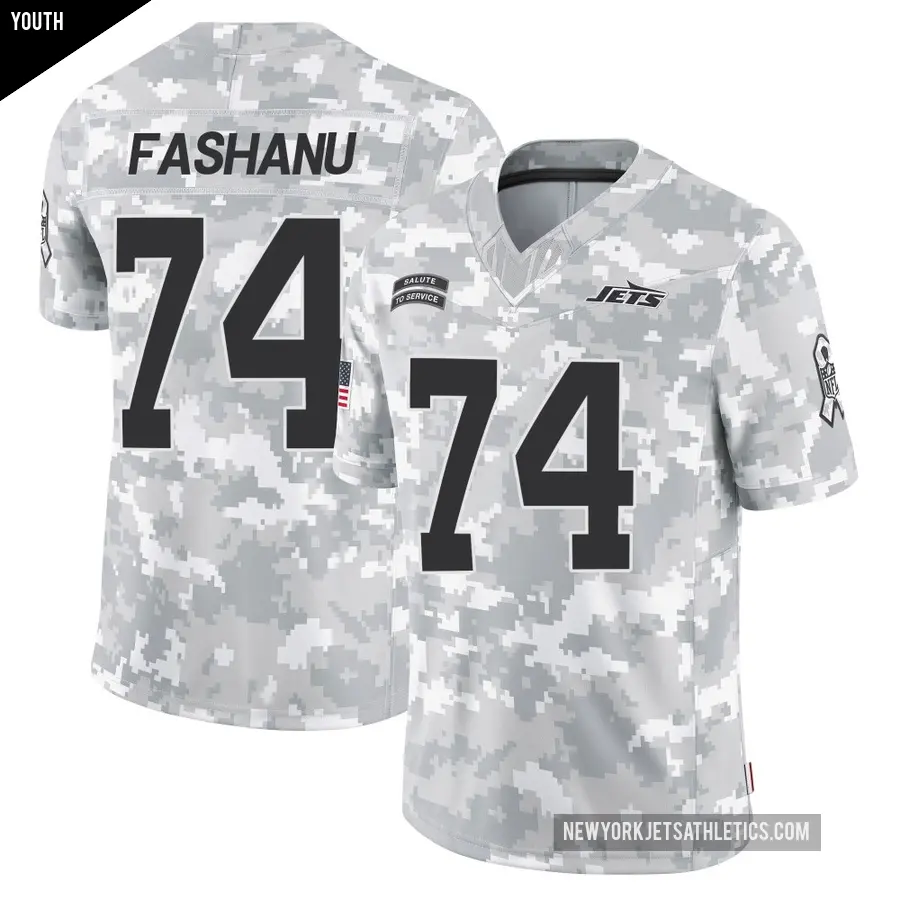 Youth New York Jets ＃74 Olu Fashanu Arctic Camo Limited 2024 Salute to Service Jersey