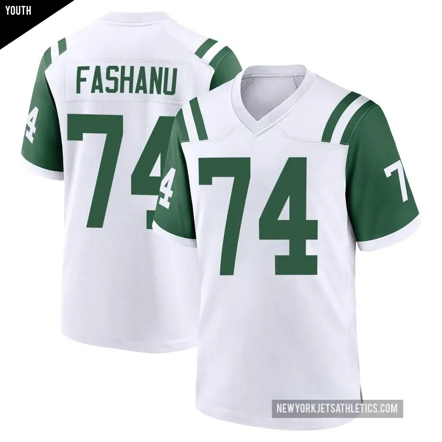 Youth New York Jets ＃74 Olu Fashanu White Game Classic Alternate Jersey