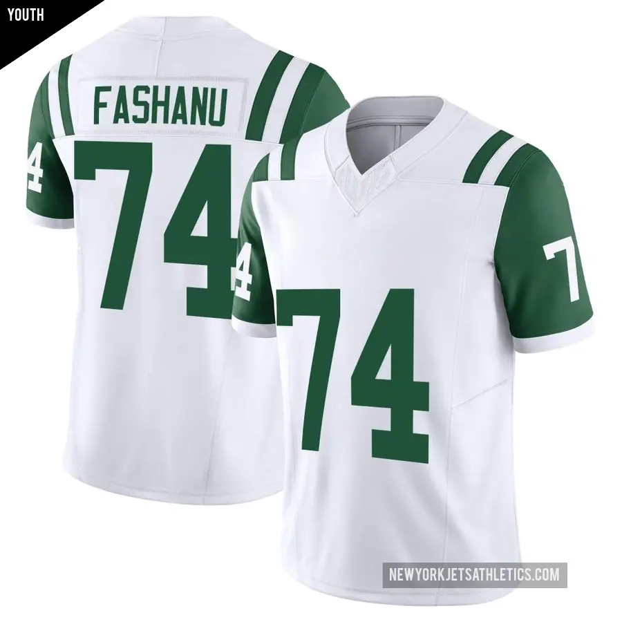 Youth New York Jets ＃74 Olu Fashanu White Limited Classic Alternate Vapor F.U.S.E. Jersey