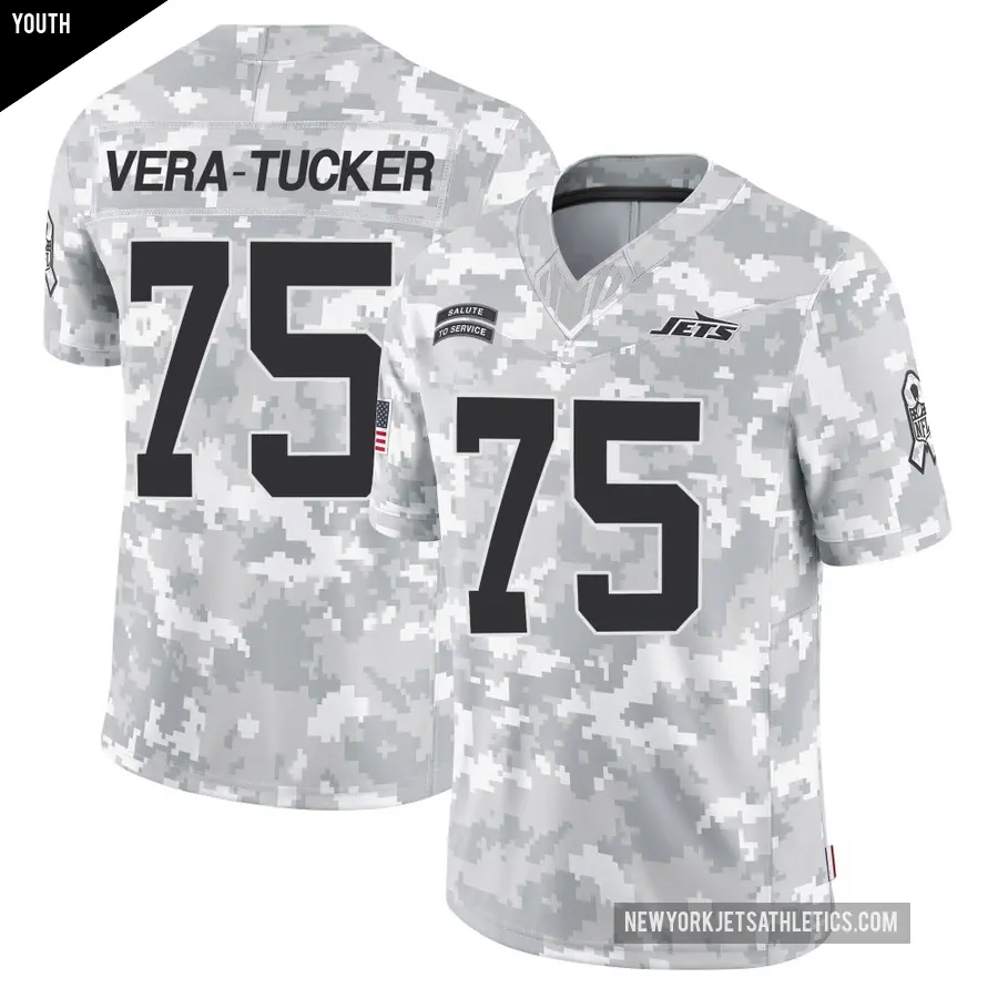 Youth New York Jets ＃75 Alijah Vera-Tucker Arctic Camo Limited 2024 Salute to Service Jersey