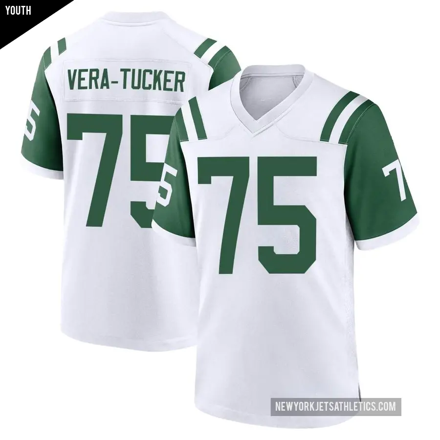 Youth New York Jets ＃75 Alijah Vera-Tucker White Game Classic Alternate Jersey