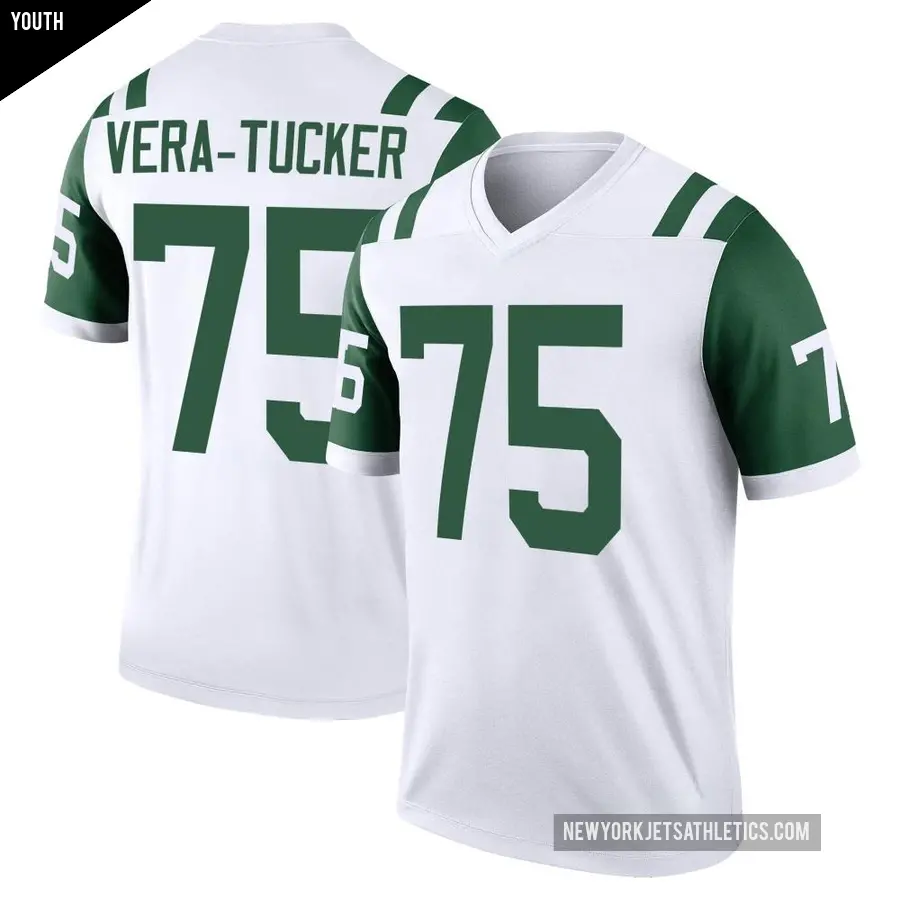 Youth New York Jets ＃75 Alijah Vera-Tucker White Legend Classic Alternate Jersey