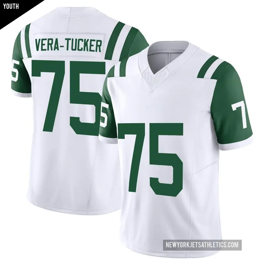 Youth New York Jets ＃75 Alijah Vera-Tucker White Limited Classic Alternate Vapor F.U.S.E. Jersey