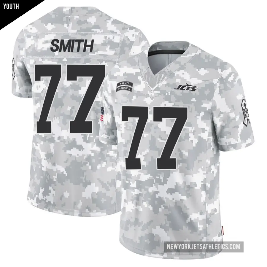 Youth New York Jets ＃77 Tyron Smith Arctic Camo Limited 2024 Salute to Service Jersey