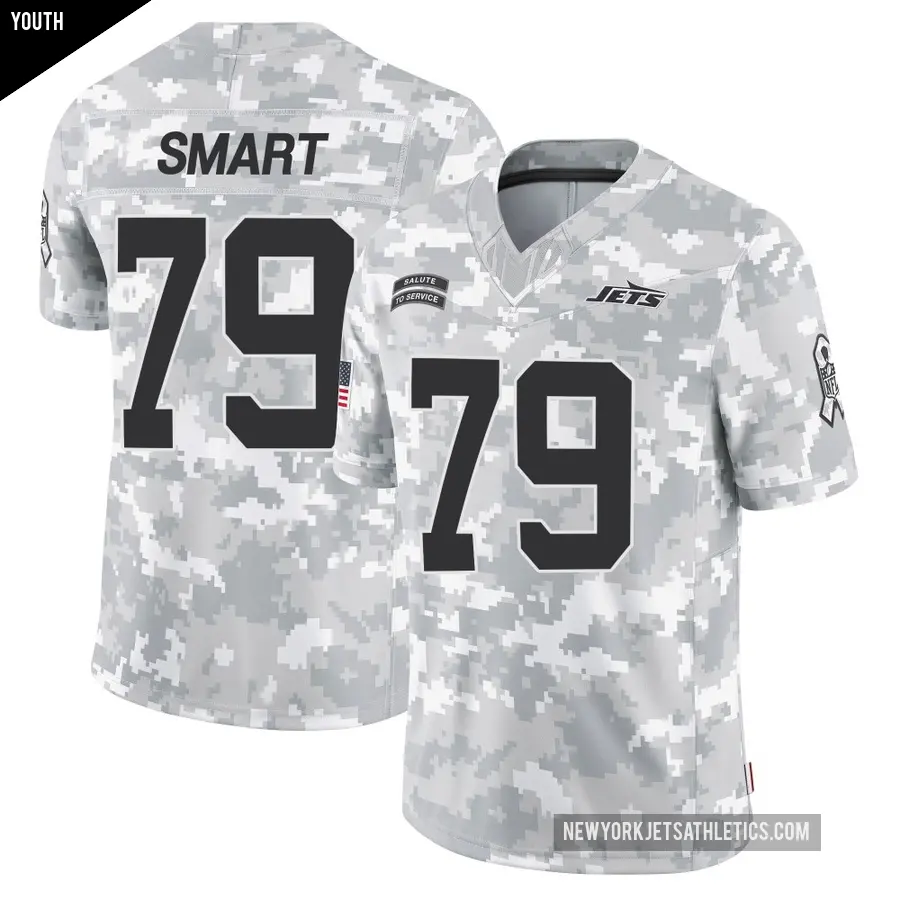 Youth New York Jets ＃79 Tanzel Smart Arctic Camo Limited 2024 Salute to Service Jersey