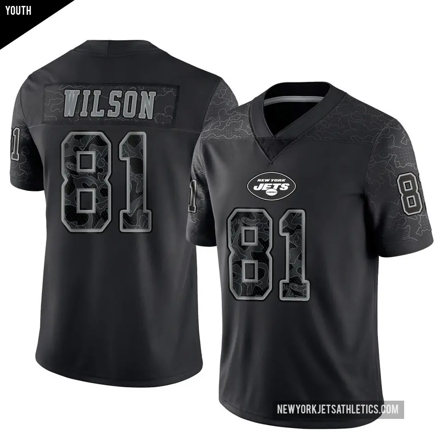 Youth New York Jets ＃81 Pokey Wilson Black Limited Reflective Jersey
