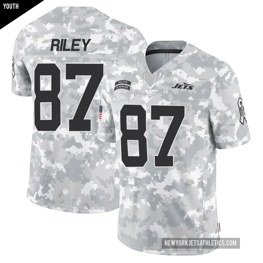 Youth New York Jets ＃87 Marcus Riley Arctic Camo Limited 2024 Salute to Service Jersey