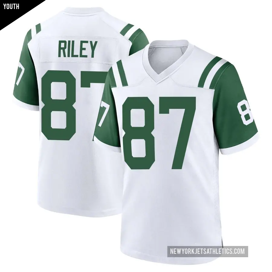Youth New York Jets ＃87 Marcus Riley White Game Classic Alternate Jersey