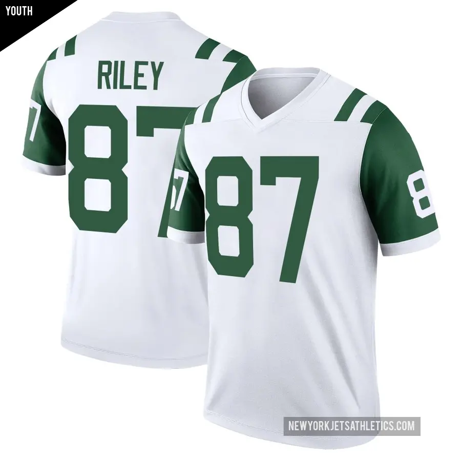Youth New York Jets ＃87 Marcus Riley White Legend Classic Alternate Jersey