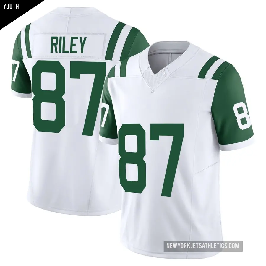 Youth New York Jets ＃87 Marcus Riley White Limited Classic Alternate Vapor F.U.S.E. Jersey