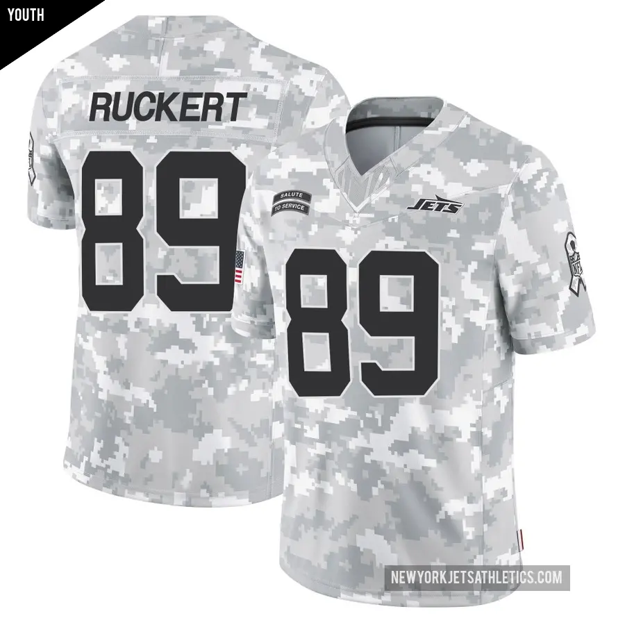 Youth New York Jets ＃89 Jeremy Ruckert Arctic Camo Limited 2024 Salute to Service Jersey
