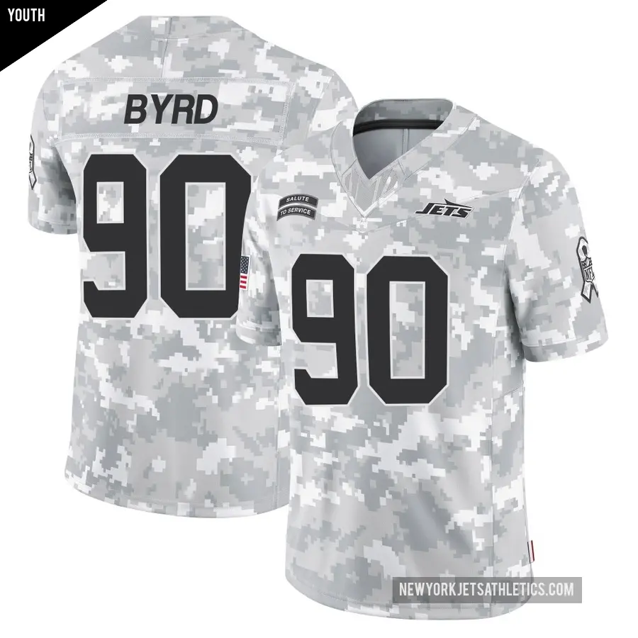 Youth New York Jets ＃90 Dennis Byrd Arctic Camo Limited 2024 Salute to Service Jersey