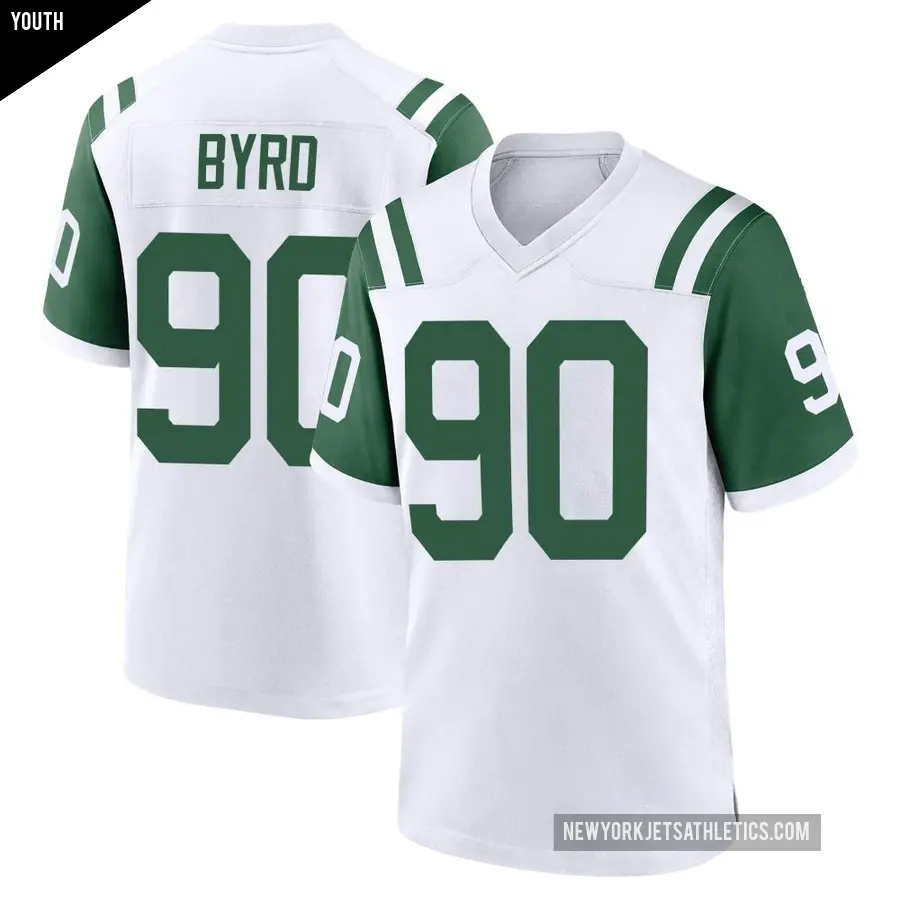 Youth New York Jets ＃90 Dennis Byrd White Game Classic Alternate Jersey