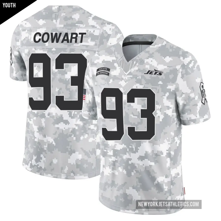 Youth New York Jets ＃93 Byron Cowart Arctic Camo Limited 2024 Salute to Service Jersey