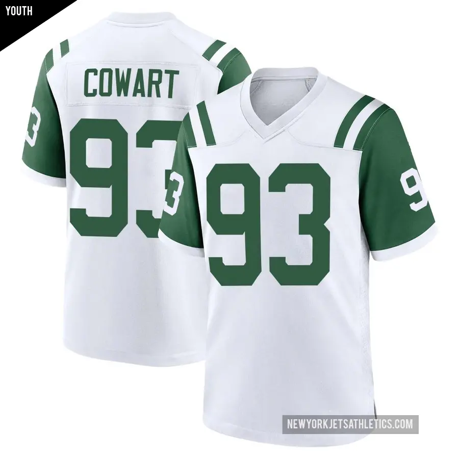 Youth New York Jets ＃93 Byron Cowart White Game Classic Alternate Jersey