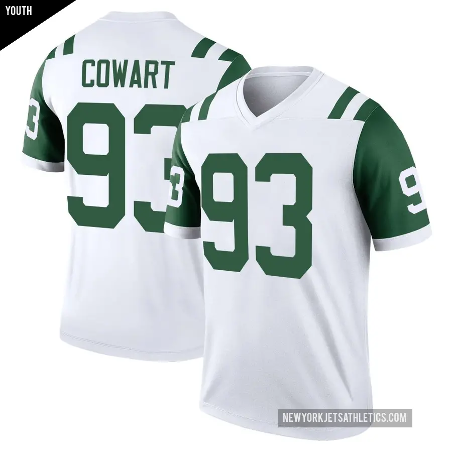 Youth New York Jets ＃93 Byron Cowart White Legend Classic Alternate Jersey