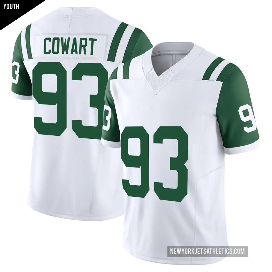 Youth New York Jets ＃93 Byron Cowart White Limited Classic Alternate Vapor F.U.S.E. Jersey