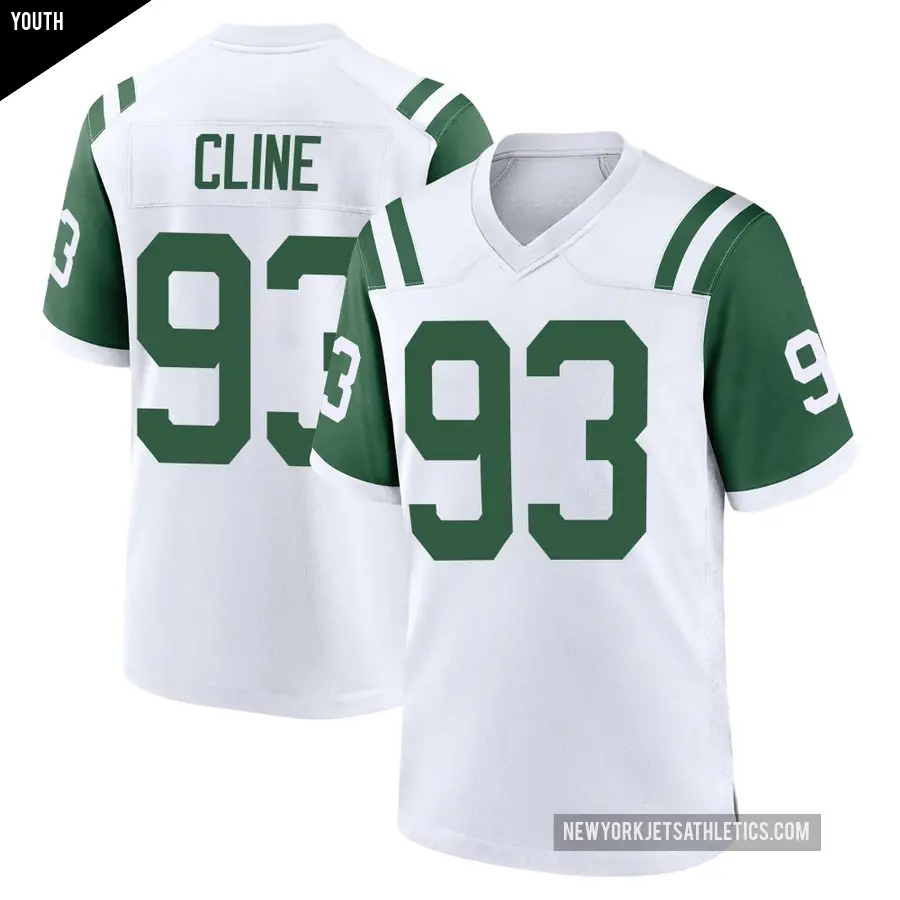 Youth New York Jets ＃93 Kameron Cline White Game Classic Alternate Jersey