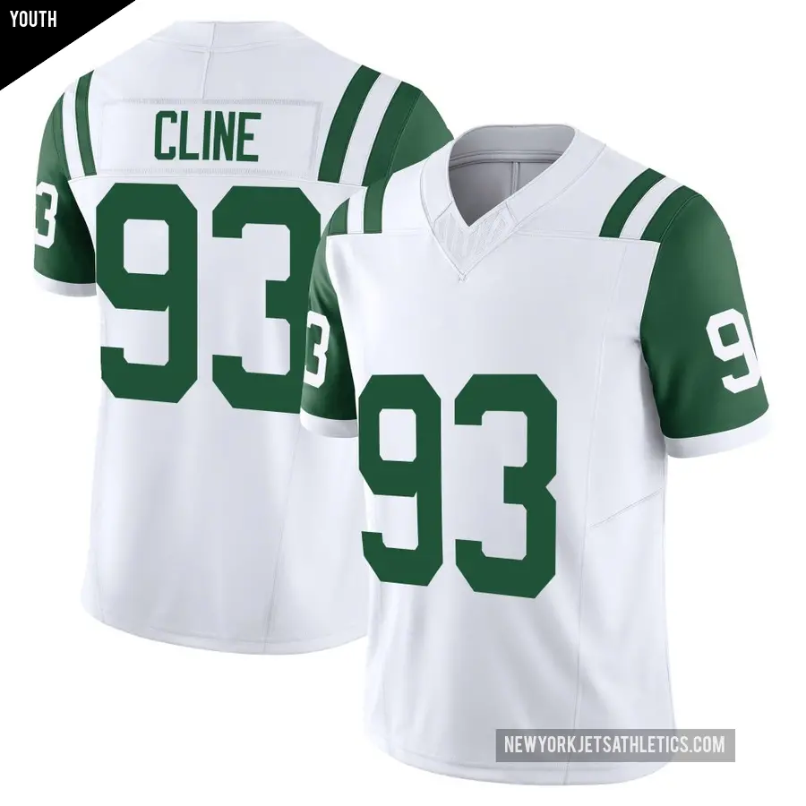 Youth New York Jets ＃93 Kameron Cline White Limited Classic Alternate Vapor F.U.S.E. Jersey