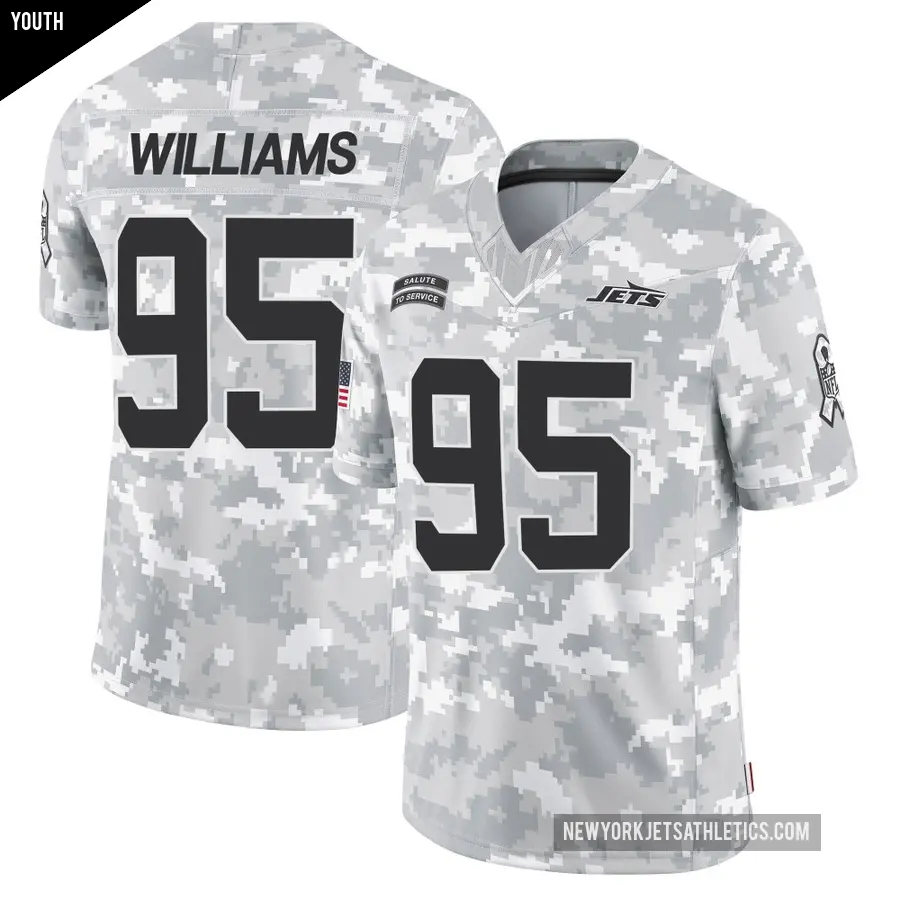 Youth New York Jets ＃95 Quinnen Williams Arctic Camo Limited 2024 Salute to Service Jersey
