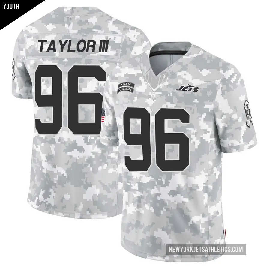 Youth New York Jets ＃96 Leonard Taylor III Arctic Camo Limited 2024 Salute to Service Jersey