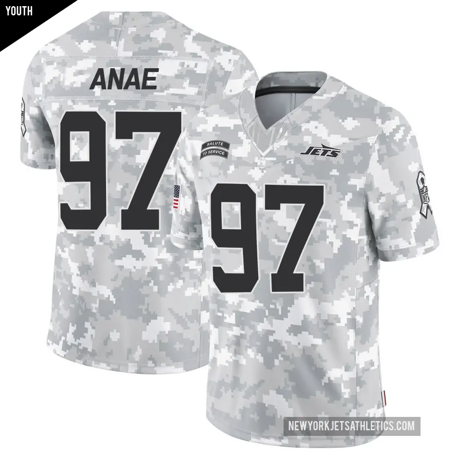 Youth New York Jets ＃97 Bradlee Anae Arctic Camo Limited 2024 Salute to Service Jersey