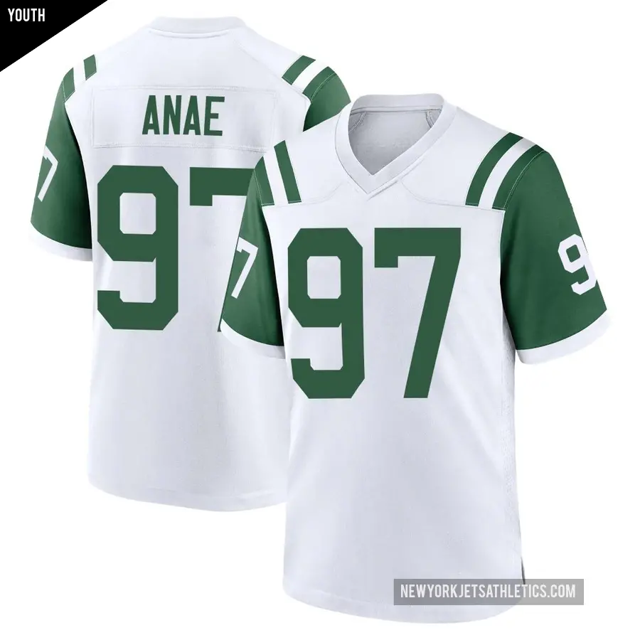 Youth New York Jets ＃97 Bradlee Anae White Game Classic Alternate Jersey
