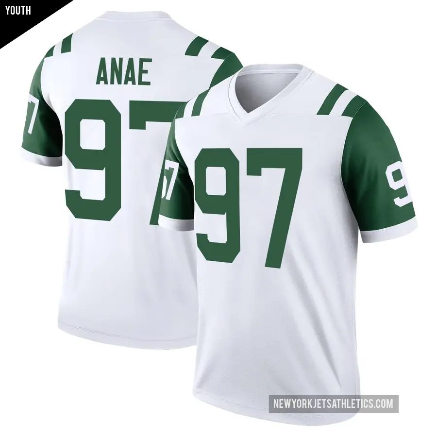 Youth New York Jets ＃97 Bradlee Anae White Legend Classic Alternate Jersey