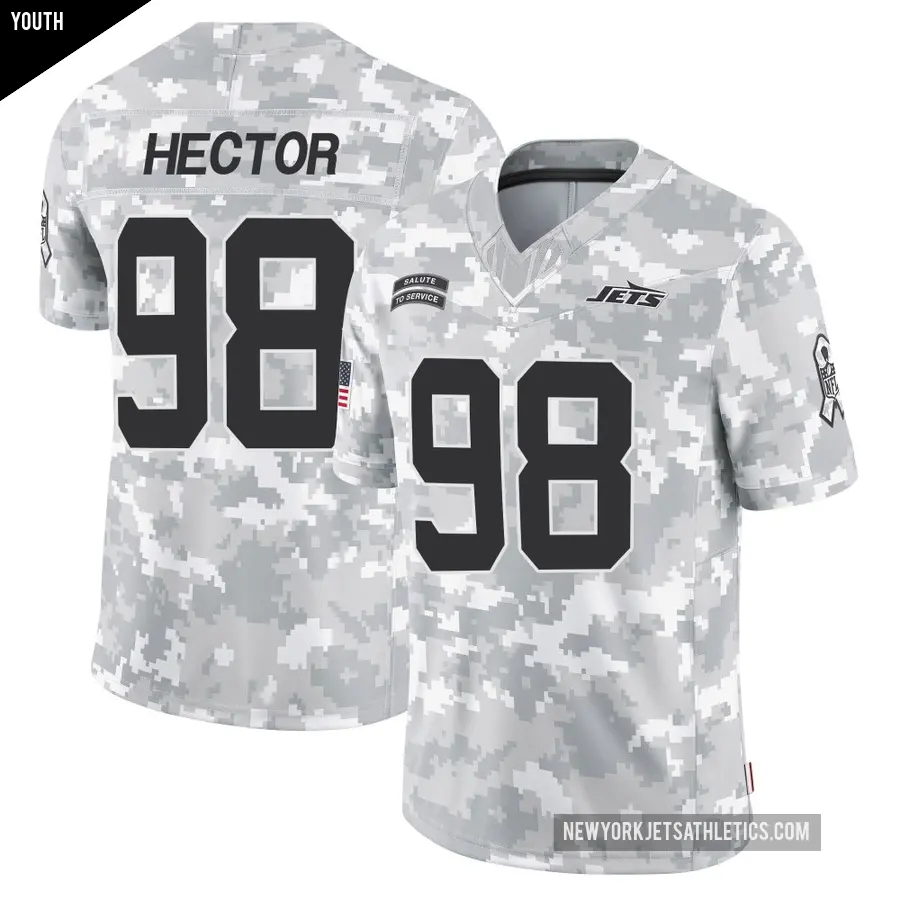 Youth New York Jets ＃98 Bruce Hector Arctic Camo Limited 2024 Salute to Service Jersey