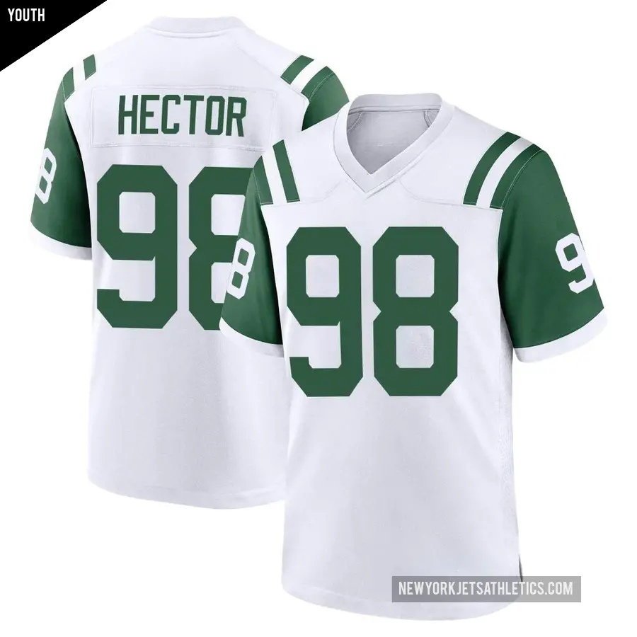 Youth New York Jets ＃98 Bruce Hector White Game Classic Alternate Jersey