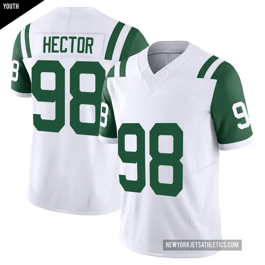 Youth New York Jets ＃98 Bruce Hector White Limited Classic Alternate Vapor F.U.S.E. Jersey