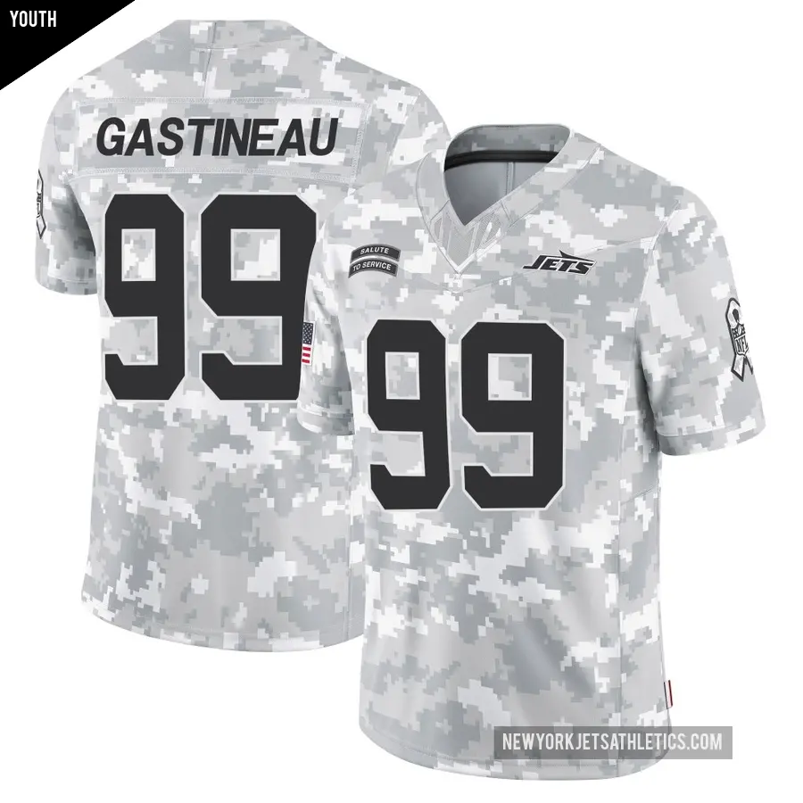Youth New York Jets ＃99 Mark Gastineau Arctic Camo Limited 2024 Salute to Service Jersey