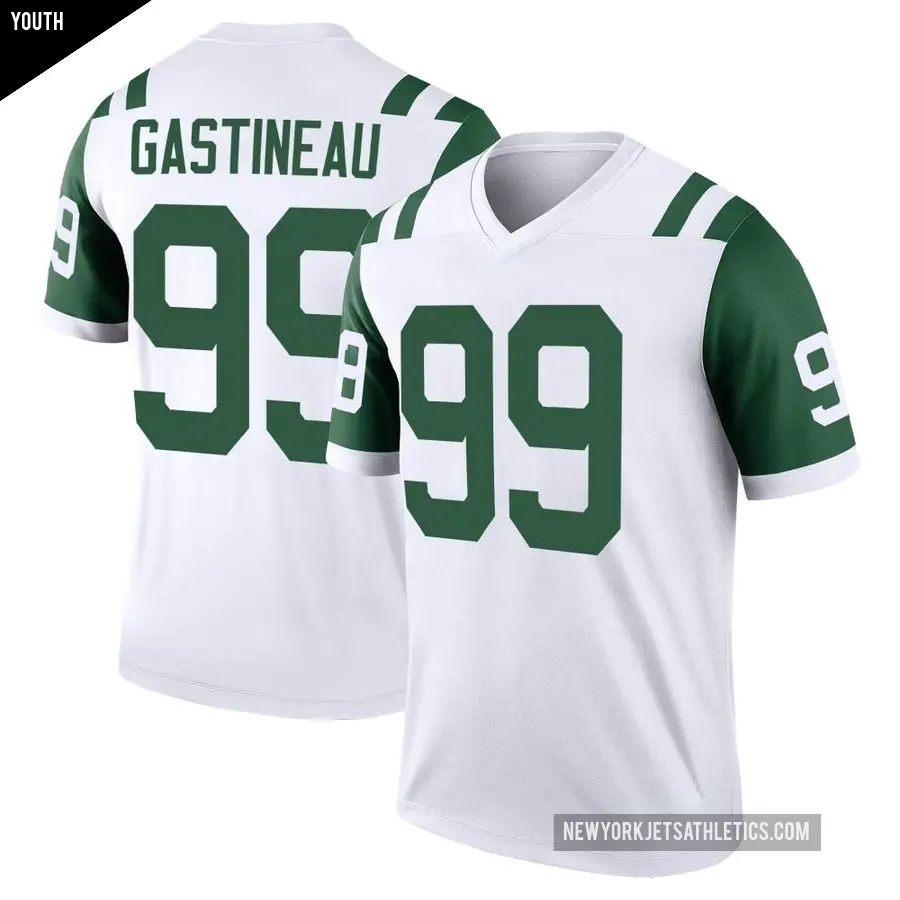 Youth New York Jets ＃99 Mark Gastineau White Legend Classic Alternate Jersey