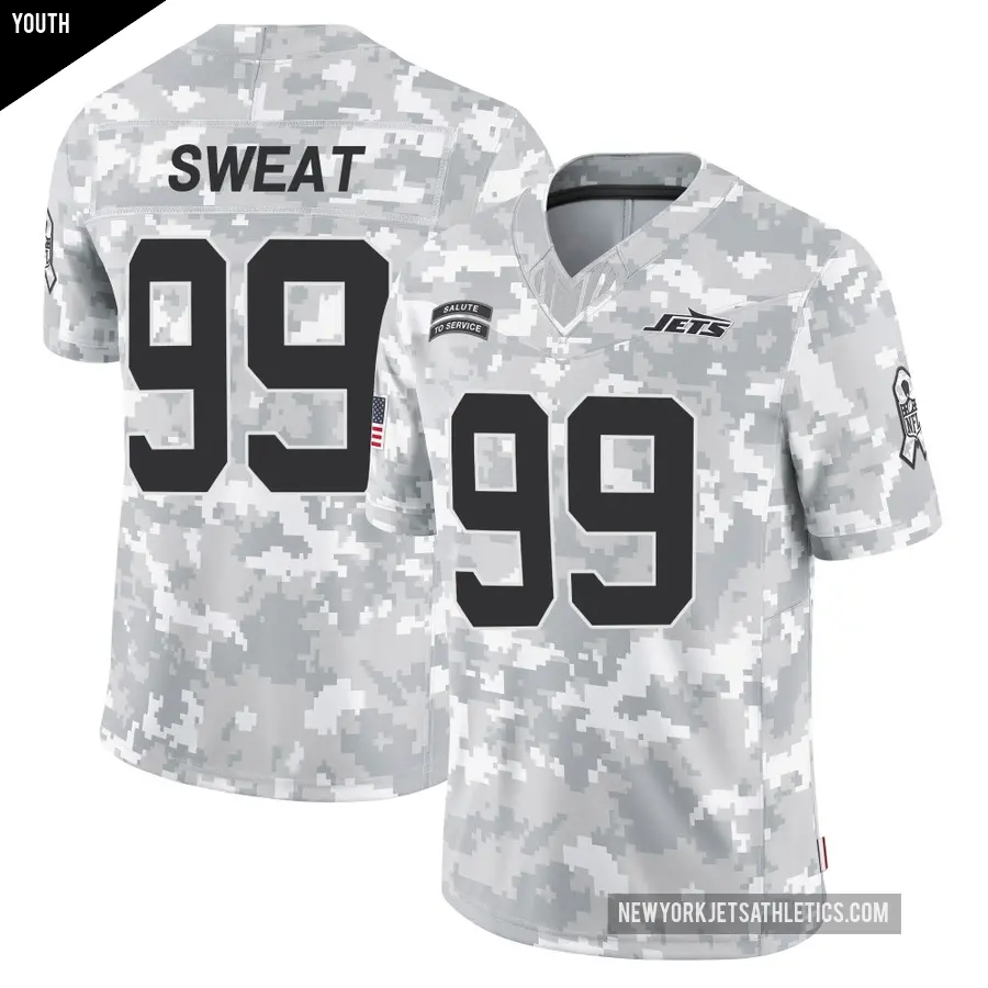 Youth New York Jets ＃99 T'Vondre Sweat Arctic Camo Limited 2024 Salute to Service Jersey
