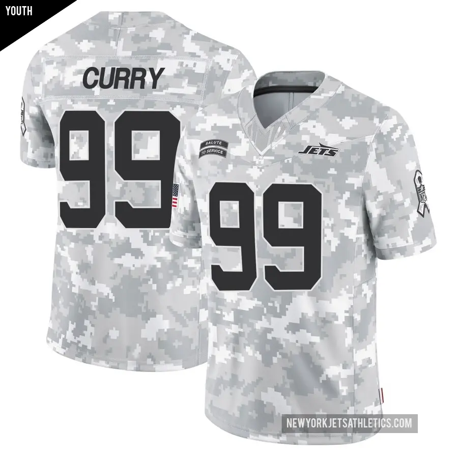 Youth New York Jets ＃99 Vinny Curry Arctic Camo Limited 2024 Salute to Service Jersey
