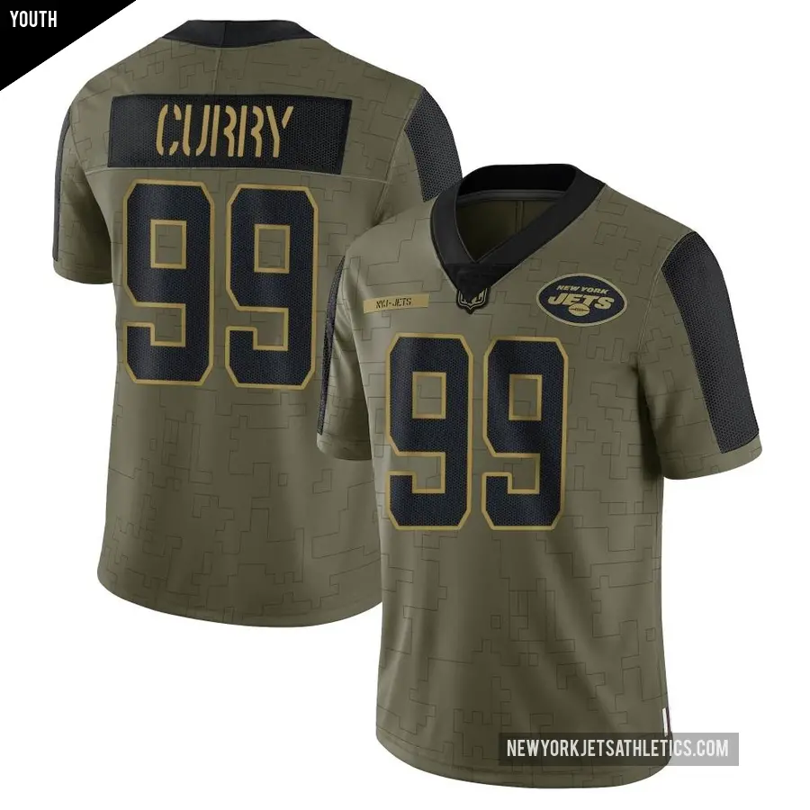 Youth New York Jets ＃99 Vinny Curry Olive Limited 2021 Salute To Service Jersey